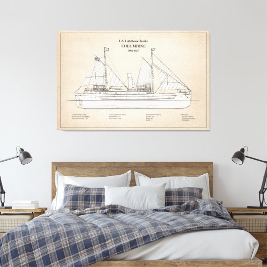 USCG Lighthouse Tender Columbine - SBD Canvas Afdruk (Insitu (Slaapkamer))