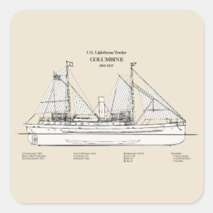 USCG Lighthouse Tender Columbine - SBD Vierkante Sticker