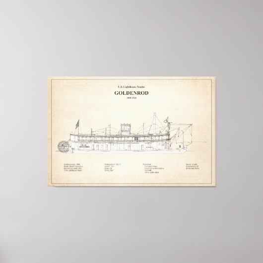 USCG Lighthouse Tender Goldenrod - SBD Canvas Afdruk (Voorkant)