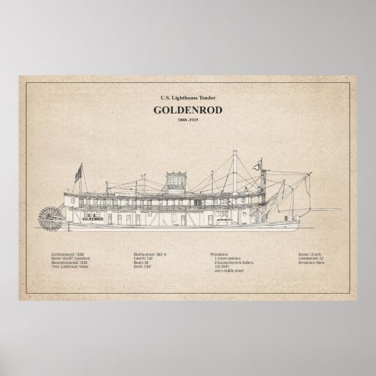 USCG Lighthouse Tender Goldenrod - SBD Poster (Voorkant)