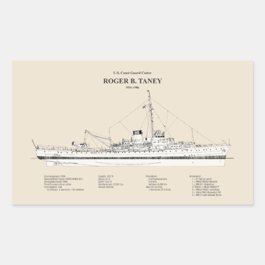 USCG Roger B. Taney whec-37 - SBD Rechthoekige Sticker (Voorkant)