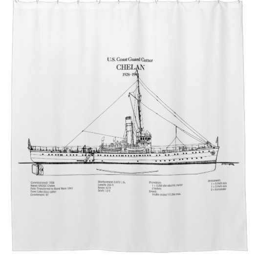 USCGC Chelan - SBD Douchegordijn (Voorkant)