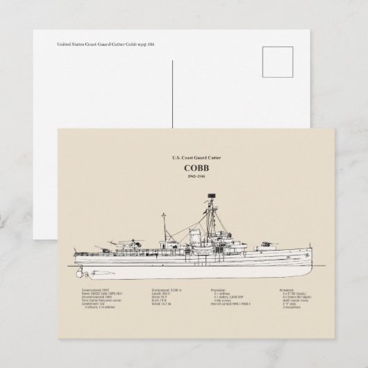 USCGC Cobb wpg-181 - SBD Briefkaart (Voorkant / Achterkant)