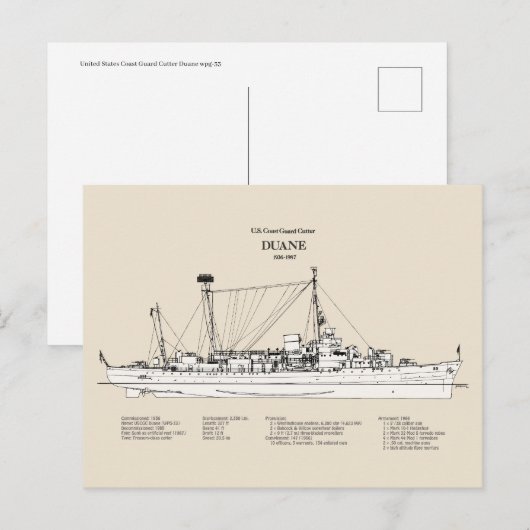 USCGC Duane wpg-33 - SBD Briefkaart (Voorkant / Achterkant)