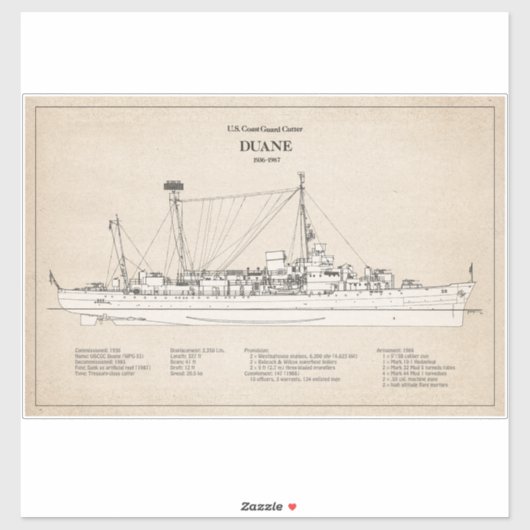 USCGC Duane wpg-33 - SBD Sticker (Vel)