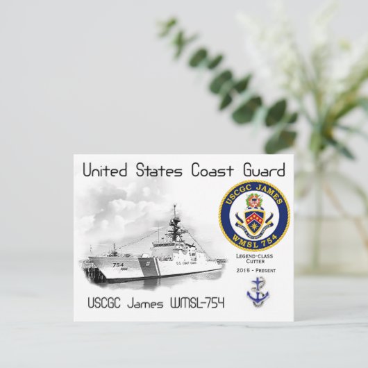USCGC JAMES WMSL-754 CUTTER BRIEFKAART (Staand voorkant)