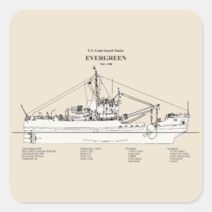 USCGT Evergreen wlb-295 - SBD Vierkante Sticker