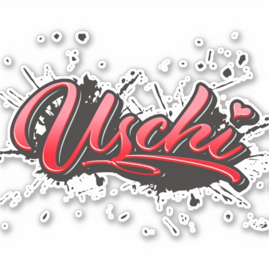 Uschi red Heart Graffiti Autocollants (Devant)