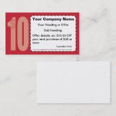 USD 10,00 Coupon Visitekaartje (Voorkant / Achterkant)
