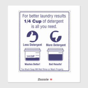 'Use Less Detergent' Laundromat Overlay Blauw Sticker