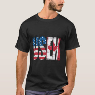USEH Half Amerikaans Half Canadees Grappig USA Can T-shirt