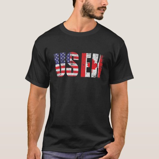 Useh  USA Pride US Flag Canada Dag Canadees T-shirt (Voorkant)