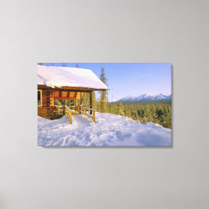 USFS Schnauss-hut huur in de winter met uitzicht Canvas Afdruk
