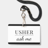 Usher Ask me Badge (Voorzijde met lanyard)