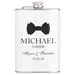 Usher Black Bow Stropdas Heupfles