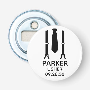 Usher Black Stropdas Button Flesopener