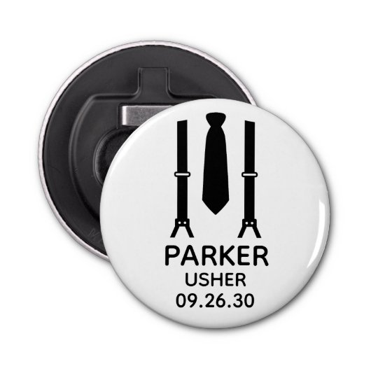 Usher Black Tie Button Flesopener (Voorkant)