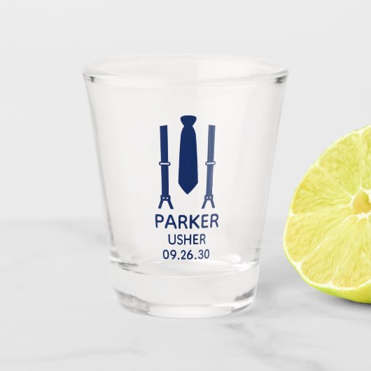 Usher Blauwe Das Shot Glas (Voorkant)