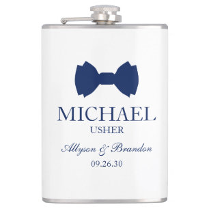 Usher Blue Bow Stropdas Heupfles