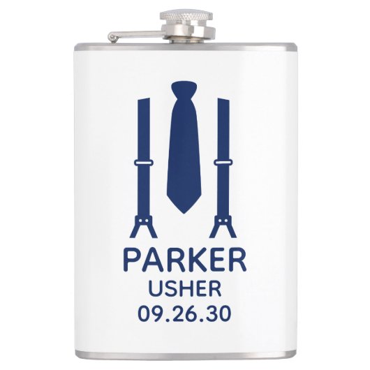 Usher Blue Stropdas Heupfles (Voorkant)