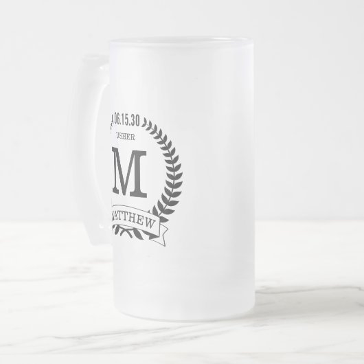 Usher Initialen Matglas Bierpul (Voorkant links)