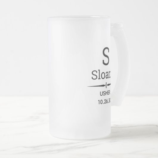 Usher Monogramme Vitrage Frosted Beer Mug (Devant droit)