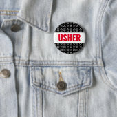 Usher of Name Button Pin on African Mud Cloth (In situ)