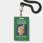 USHER Photo Badge officiel vert émeraude (Avant avec lanière)