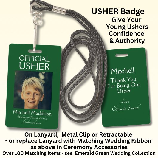 USHER Photo Badge officiel vert émeraude