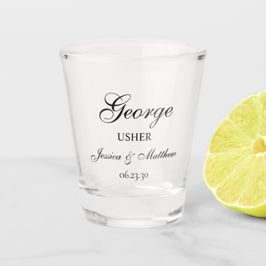 Usher Script Aangepast Shot Glas (Voorkant)