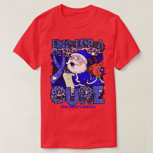 Usher Syndrome Awareness luipaard Christmas Cure s T-shirt (Design voorkant)