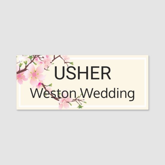 Usher Wedding Cherry Blossom Magnetic Terug Naamplaatje (Voorkant)