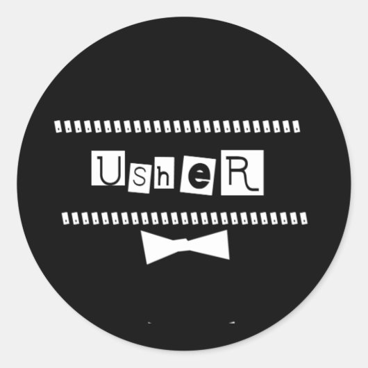 Usher White op zwart Ronde Sticker (Voorkant)