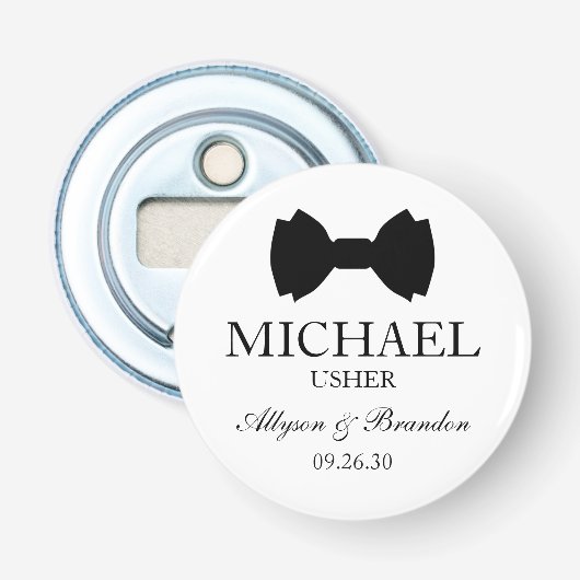 Usher Zwarte Das Button Flesopener (Voorkant)