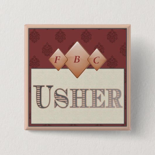 Ushers Pin Vierkante Button 5,1 Cm (Voorkant)