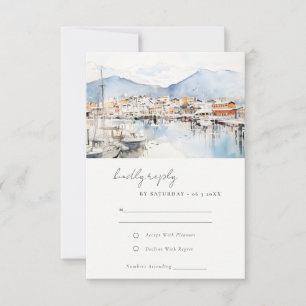 Ushuaia, Argentinië Watercolor Landschap Bruiloft RSVP Kaartje