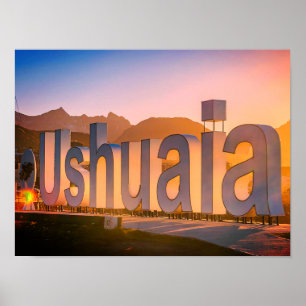 Ushuaia brieven over kust landschap poster