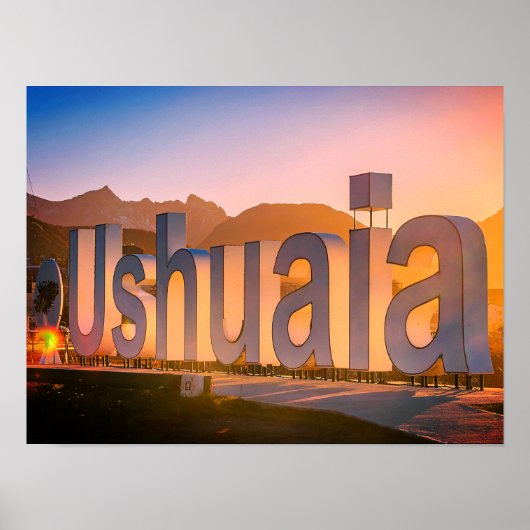 Ushuaia brieven over kust landschap poster (Voorkant)