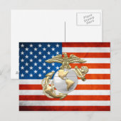 USMC [3D] Eagle, (EGA) Wereldbol & Anker Briefkaart (Voorkant / Achterkant)