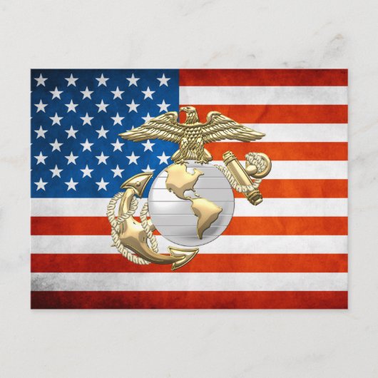 USMC [3D] Eagle, (EGA) Wereldbol & Anker Briefkaart (Voorkant)