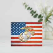 USMC [3D] Eagle, (EGA) Wereldbol & Anker Briefkaart (Staand voorkant)