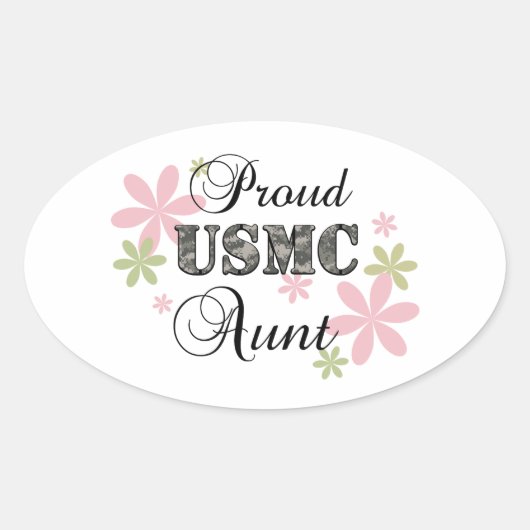 USMC Aunt [fl camo] Ovale Sticker (Voorkant)