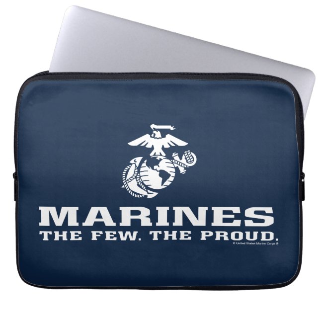 USMC de weinige Logo gestapeld rond - wit Laptop Sleeve (Voorkant)