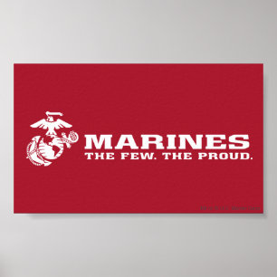 USMC de weinige rode Logo - wit Poster