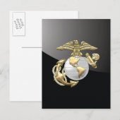 USMC Eagle, Wereldbol & Anchor (EGA) [3D] Briefkaart (Voorkant / Achterkant)