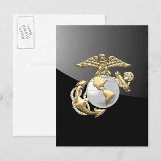 USMC Eagle, Wereldbol & Anchor (EGA) [3D] Briefkaart (Voorkant / Achterkant)