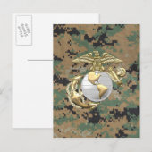 USMC Eagle, Wereldbol & Anchor (EGA) [3D] Briefkaart (Voorkant / Achterkant)