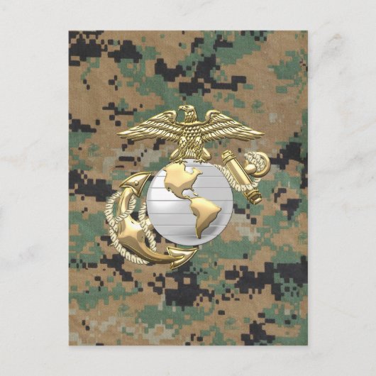 USMC Eagle, Wereldbol & Anchor (EGA) [3D] Briefkaart (Voorkant)
