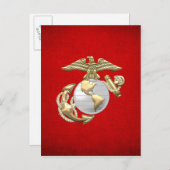 USMC Eagle, Wereldbol & Anchor (EGA) [3D] Briefkaart (Voorkant / Achterkant)