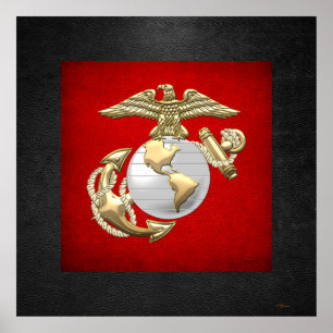 USMC Eagle, Wereldbol & Anchor (EGA) [3D] Poster